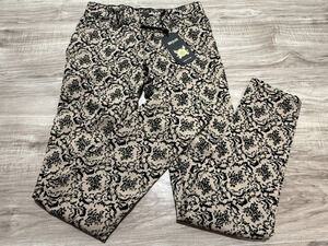 NWT Iris Jeans Women's Flocked Skinny Pants-Beige & Black - Size 01 USA